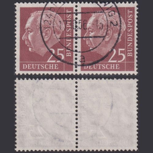 Bund, Michel Nr. 186 x waagerechtes Paar gestempelt, 25 Pf. Heuss