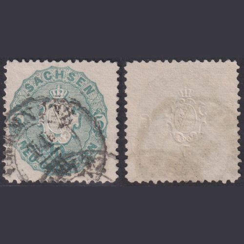Sachsen 1863 - MiNr. 19 gestempelt, 5 Ngr. mittelgrünlichblau?