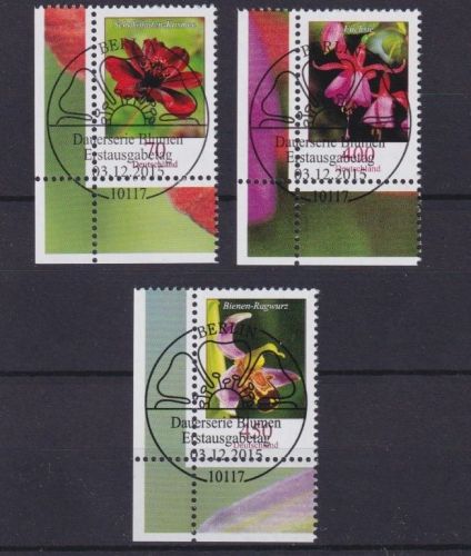BRD / Bund 3189-3191 ESST Berlin Eckrand Freimarken Blumen