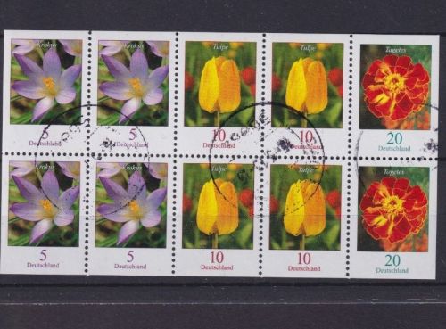 BUND Freimarken Blumen Zusammendruckbogen gestempelt Tagesstempel