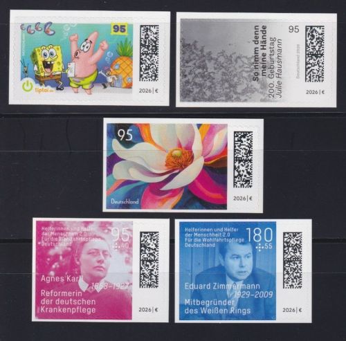 BRD / BUND 2026 - 1. Quartal selbstklebende Briefmarken postfrisch komplett