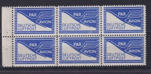 Bizone 1948 Flugpost-Zulassungsmarke JEIA Heftchenblatt FZ1 postfrisch