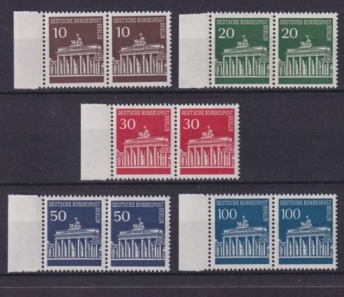 Berlin, Michel Nr. 286-290 postfrisch - waagerechte Paare - Brandenburger Tor