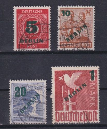 Berlin, Michel Nr. 64-67 gestempelt - Grünaufdruck