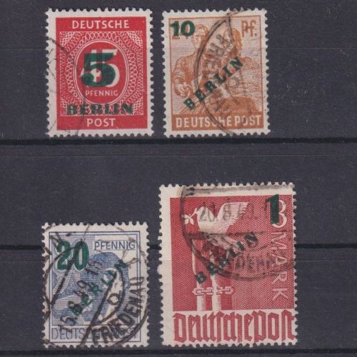 Berlin, Michel Nr. 64-67 gestempelt - Grünaufdruck