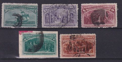 USA 1893 - Michel Nr. 75, 78, 79, 81, 82 gestempelt - Christoph Kolumbus