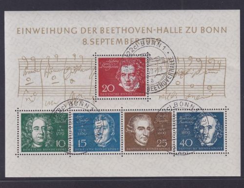 Bund Block 2 gestempelt - BONN (a) Eröffnung Beethovenhalle - Beethoven Block