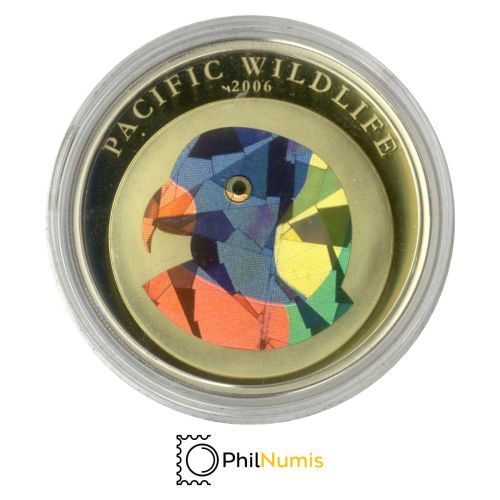 Palau 5 Dollar 2006 - Pacific Wildlife - Papagei - Silber PP