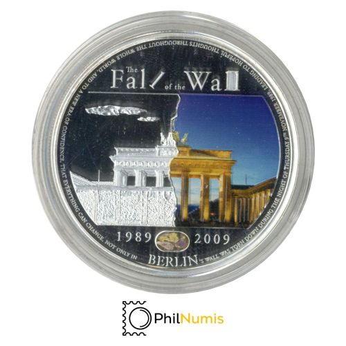 Palau 5 Dollar 2009 - Brandenburger Tor und Mauerfall - Silber PP