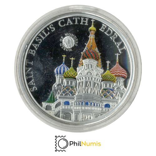 Palau 5 Dollar 2010 - World of Wonders - Basilius-Kathedrale - Silber PP
