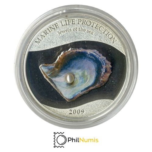 Palau 5 Dollar 2009 - Marine Life Protection - Perlmuschel mit Perle - Silber PP