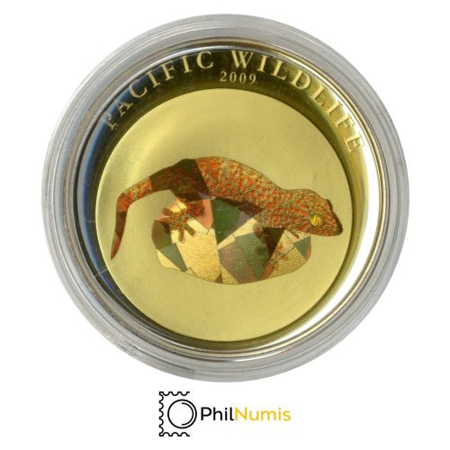 Palau 5 Dollar 2009 - Pacific Wildlife - Gecko - Silber PP