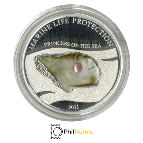 Palau 5 Dollar 2011 - Marine Life Protection - Perlmuschel mit Perle - Silber PP