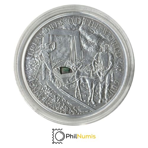 Palau 5 Dollar 2009 - Treasures of the World - Smaragde - Silber