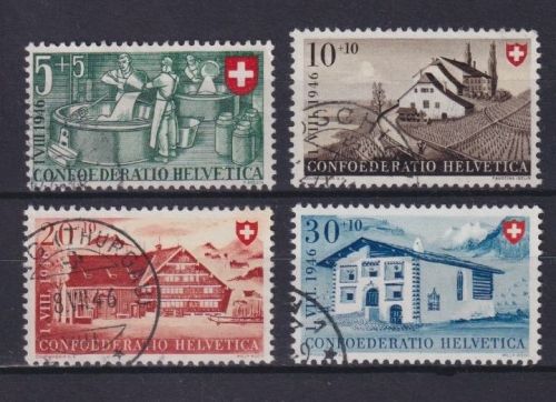 Schweiz MiNr. 460-463 gestempelt | Pro Patria 1945 komplett