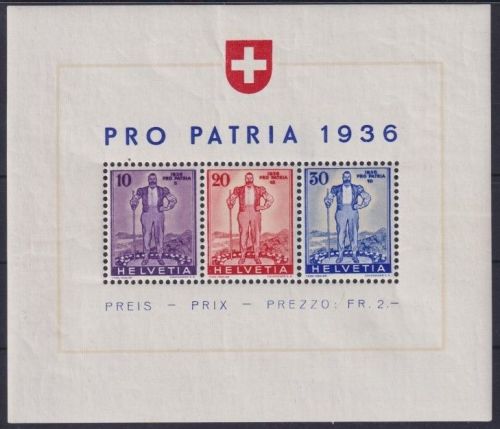 Schweiz Block 2 postfrisch | Pro Patria 1936 | Freiburger Senn