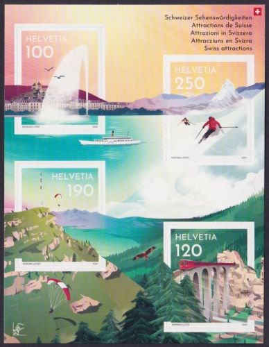 Schweiz 2024 - MiNr. 2958-2961 - Block 130 postfrisch | Sehenswürdigkeiten