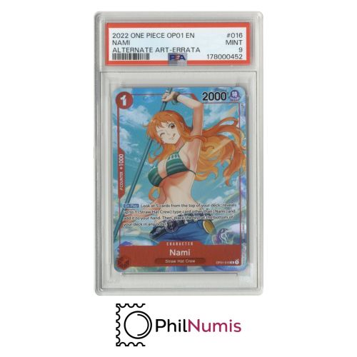One Piece Nami · OP01-016 Alt Art Errata PSA 9 | Romance Dawn OP01 2022