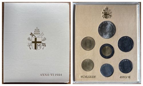 Vatikan KMS 1984 - Papst Johannes Paul II. ,Anno VI 1000 Lire Silber stgl. Folder