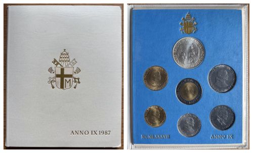 Vatikan KMS 1987 - Papst Johannes Paul II. ,Anno IX 1000 Lire Silber stgl. Folder