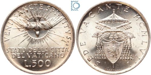 Vatikan, Vatikanstadt, 500 Lire 1958 - Sede Vacante - Silber