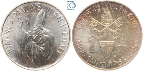 Vatikan 1000 Lire 1983 - Johannes Paul II. Heiliges Jahr 1983/84 - Silber