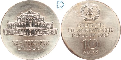 DDR 10 Mark 1986 - Semperoper Dresden - stempelglanz, Patina - J.1600