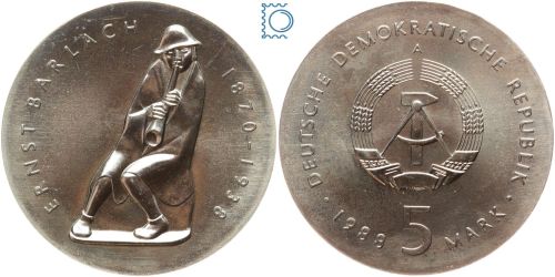DDR 5 Mark 1988 - Ernst Barlach - stempelglanz - J.1620