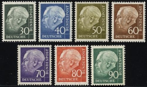 Bund, Michel Nr. 259-265 xw postfrisch - Heuss (II)