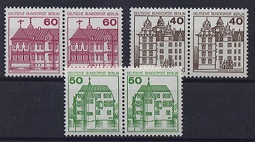 Berlin, Michel Nr. 611, 614, 615 waagerechte Paare postfrisch