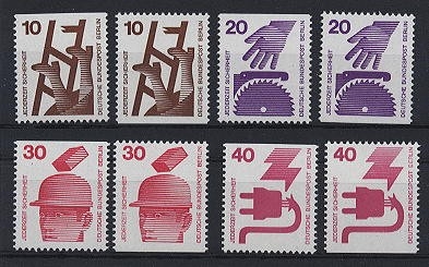 Berlin, Michel Nr. 403 C/D, 404 C/D, 406C/D, 407 C/D postfrisch