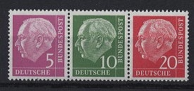 Bund, Michel Nr. 179, 183, 185 Y liegendes WZ Dreierstreifen postfrisch