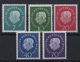 Berlin, Michel Nr. 182-186 postfrisch - Heuss Medaillon