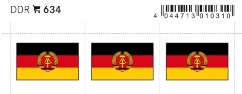 6 farbige Flaggensticker DDR