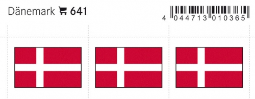 6 farbige Flaggensticker Dänemark