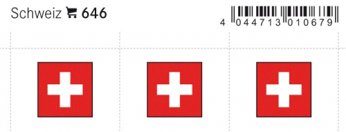 6 farbige Flaggensticker Schweiz
