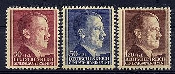 Generalgouvernement, Michel Nr. 89-91 postfrisch - Adolf Hitler