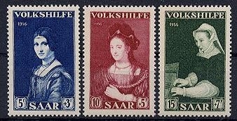 Saarland, Michel Nr. 376-378 postfrisch - Volkshilfe 1956 Gemälde