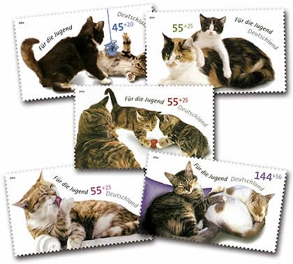 Bund, Michel Nr. 2402-2406 - Für die Jugend 2004: KATZEN
