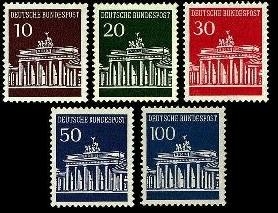Bund, Michel Nr. 506-510 postfrisch - Freimarken Brandenburger Tor
