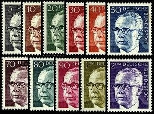 Bund, Michel Nr. 635-645 postfrisch - Bundespräsident Gustav Heinemann (I)