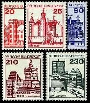 Bund, Michel Nr. 995-999 postfrisch - Freimarken Burgen & Schlößer (II)