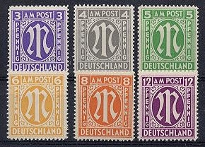Bizone, Michel Nr. 10-15 postfrisch - Freimarken englischer Druck