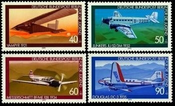 Berlin, Michel Nr. 592-595 postfrisch - Flugzeuge
