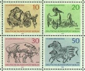 Berlin, Michel Nr. 338-341 postfrisch - 125 Jahre Berliner Zoo (Einzelmarken aus Block 2)