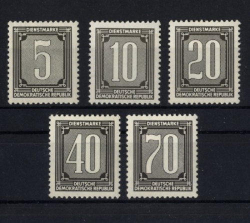 DDR, Dienst B MiNr. 1-5 postfrisch