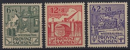 SBZ, Provinz Sachsen, Michel Nr. 87-89 A postfrisch - Wiederaufbau