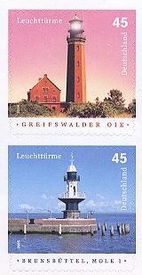 Bund, Michel Nr. 2478-2479 postfrisch - Leuchttürme: Greifswald + Brunsbüttel selbstklebend