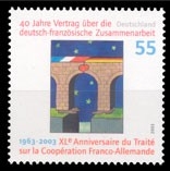Bund, Michel Nr. 2311 postfrisch - 40 Jahre Vertrag über Deutsch-Franz. Zusammenarbeit