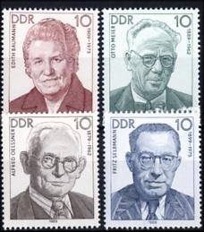 DDR, MiNr. 3222-3225 postfrisch - Persönlichkeiten der deutschen Arbeiterbewegung (XV)
